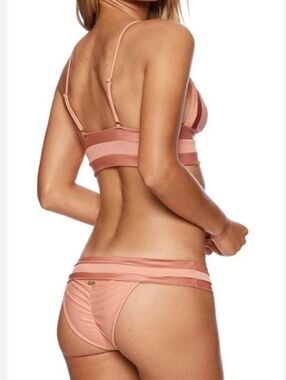 Beach Bunny Mia Whiskey Rose Long Line Bikini Set Size M